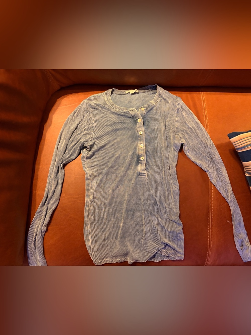 Good American Light Blue Long Sleeve Henley Top size large